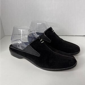Donald J. Pliner Suede Slip On  Black Mule Loafers Shoes 7.5
